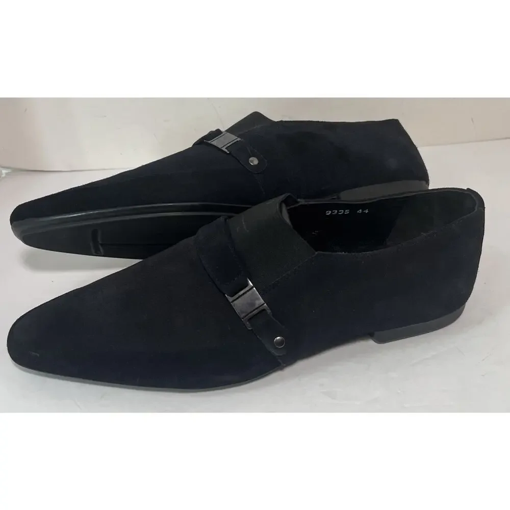 Baldinini Dark Blue Suede Silver Buckle Men’s Loafer US Size 11 Italy